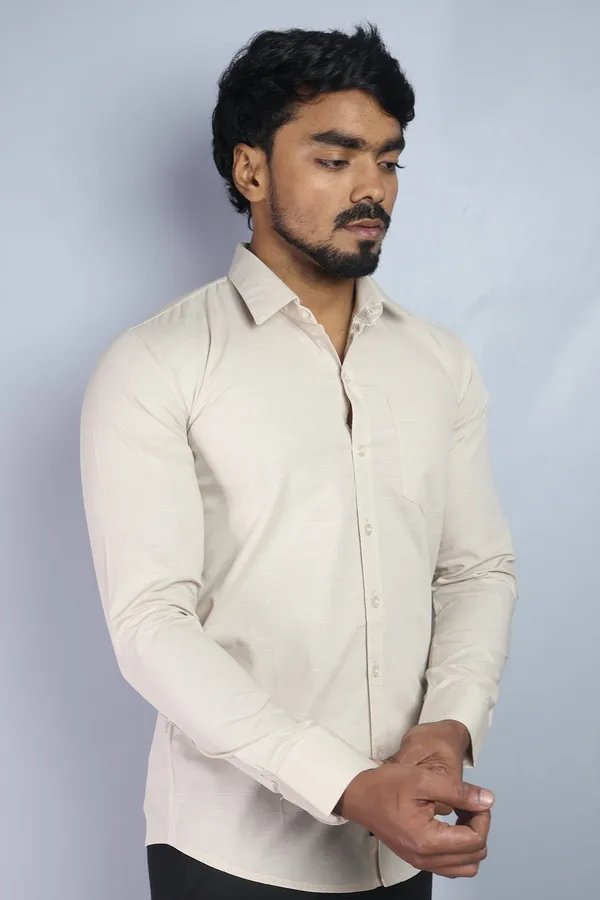 Cream_Slim_Fit_Premium_Casual_Shirt_For_Men