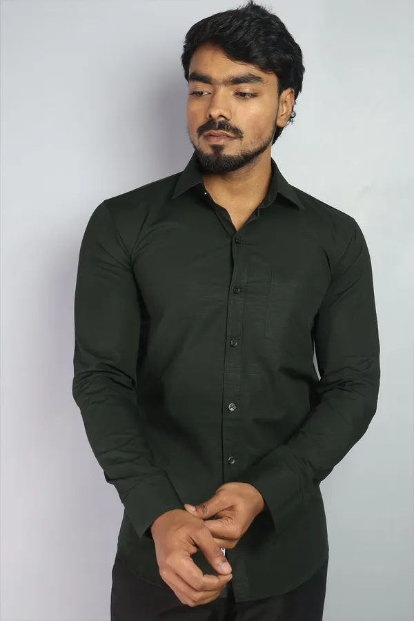 Bottle_Green_Slim_Fit_Premium_Casual_Shirt_For_Men