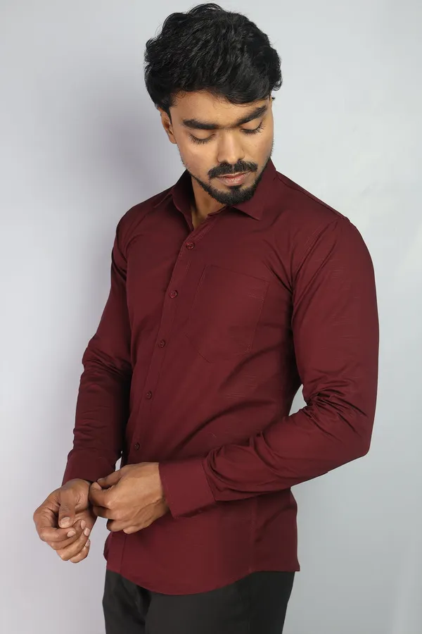 Maroon_Slim_Fit_Premium_Casual_Shirt_For_Men