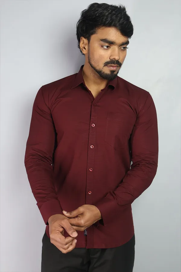 Maroon_Slim_Fit_Premium_Casual_Shirt_For_Men