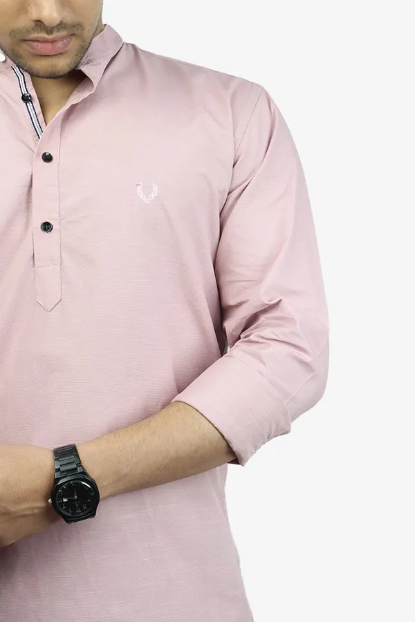 Peach_Slim_Fit_Premium_Mandarin_Collar_Casual_Shirt_For_Men