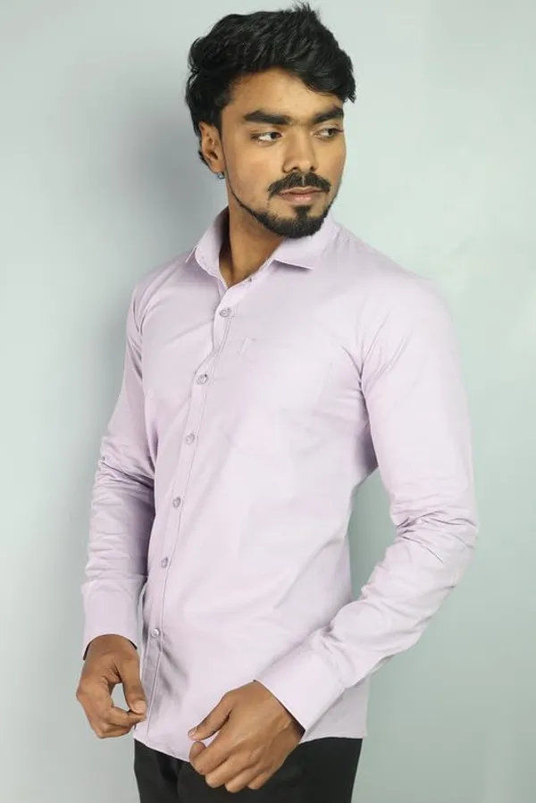 Light_Lavender_Cotton_Blend_Slim_Fit_Casual_Shirt_Solid_Linen_Full_Sleeve_For_Men