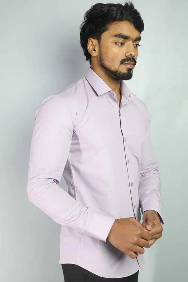 Light_Lavender_Cotton_Blend_Slim_Fit_Casual_Shirt_Solid_Linen_Full_Sleeve_For_Men