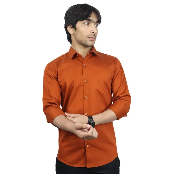 Rustbrown_Cotton_Blend_Slim_Fit_Casual_Shirt_Solid_Twill_Full_Sleeve_For_Men