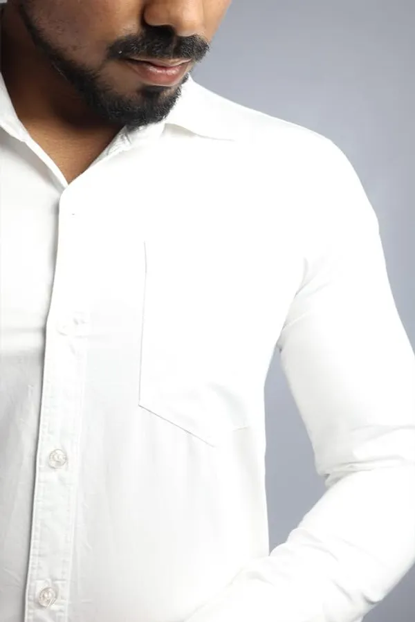 White_Cotton_Blend_Slim_Fit_Casual_Shirt_Solid_Satin_Full_Sleeve_For_Men