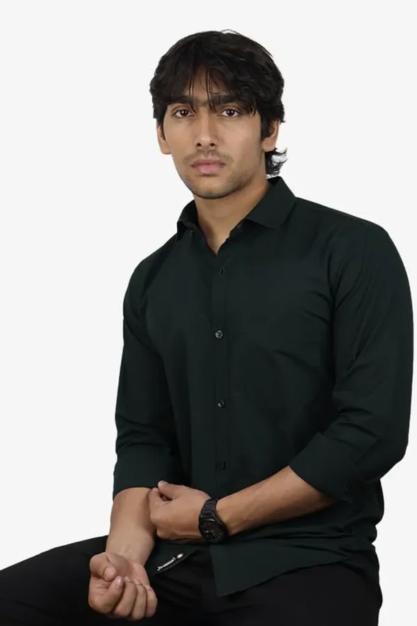 Bottle_Green_Cotton_Blend_Slim_Fit_Casual_Shirt_Solid_Linen_Full_Sleeve_For_Men
