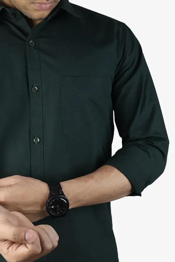 Bottle_Green_Cotton_Blend_Slim_Fit_Casual_Shirt_Solid_Linen_Full_Sleeve_For_Men