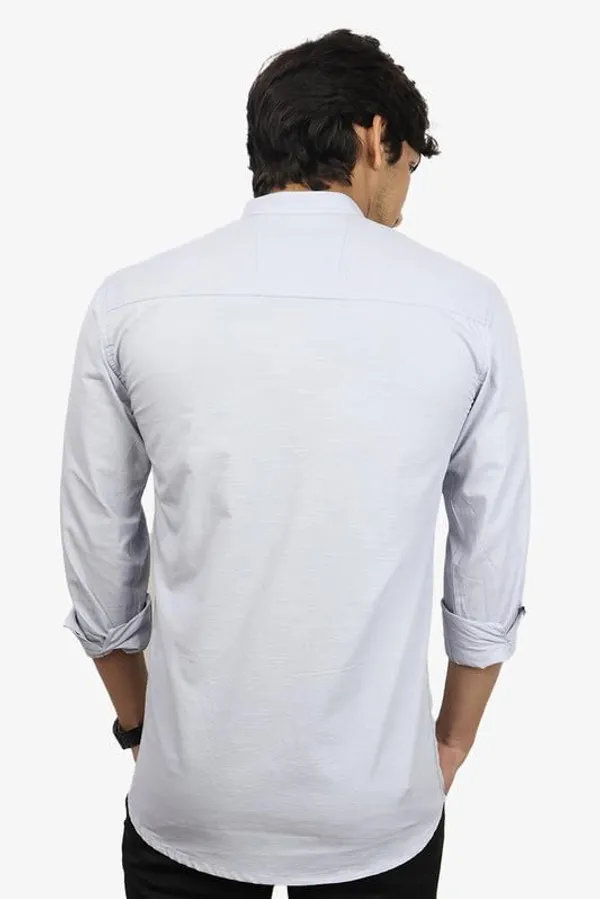 Grey_Cotton_Blend_Slim_Fit_Short_Kurta_Solid_Linen_Kurta_Mandarin_Collar_Full_Sleeve_For_Men