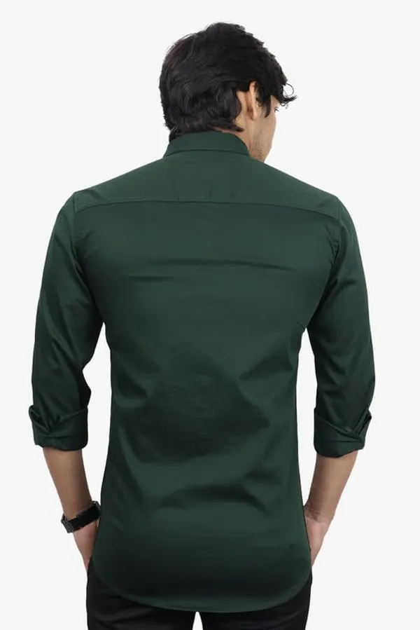 Dark_Green_Cotton_Blend_Slim_Fit_Casual_Shirt_Solid_Twill_Full_Sleeve_For_Men