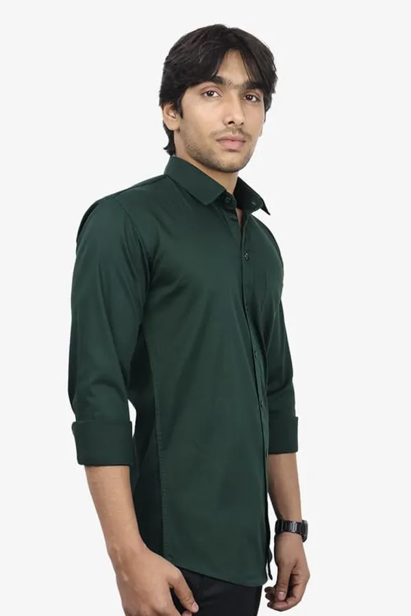 Dark_Green_Cotton_Blend_Slim_Fit_Casual_Shirt_Solid_Twill_Full_Sleeve_For_Men