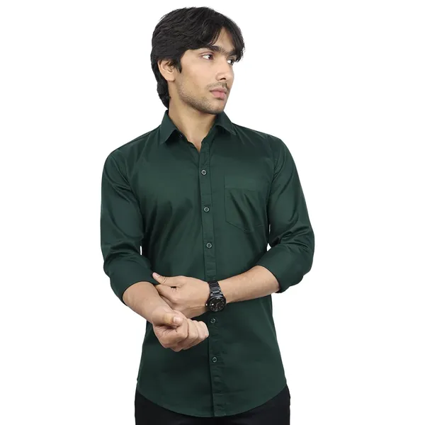 Dark_Green_Cotton_Blend_Slim_Fit_Casual_Shirt_Solid_Twill_Full_Sleeve_For_Men