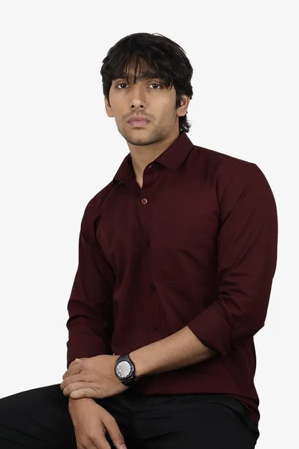 Maroon_Cotton_Blend_Slim_Fit_Casual_Shirt_Solid_Linen_Full_Sleeve_For_Men