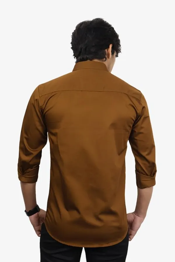 Brown_Cotton_Blend_Slim_Fit_Casual_Shirt_Solid_Satin_Full_Sleeve_For_Men