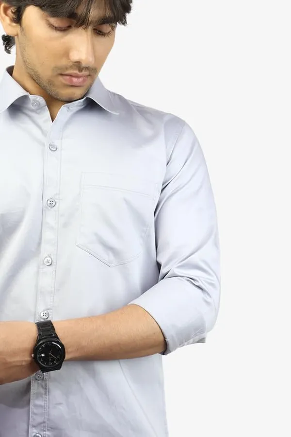 Light_Grey_Cotton_Blend_Slim_Fit_Casual_Shirt_Solid_Satin_Full_Sleeve_For_Men