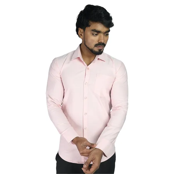 Peach_Cotton_Blend_Slim_Fit_Casual_Shirt_Solid_Oxward_Full_Sleeve_For_Men