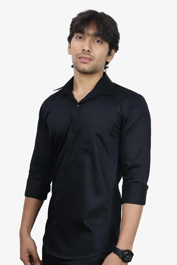 Black_Cotton_Blend_Slim_Fit_Casual_Shirt_Solid_Satin_Full_Sleeve_For_Men