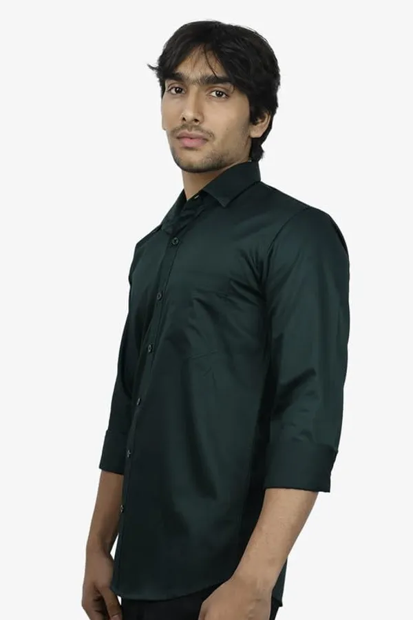 Dark_Green_Cotton_Blend_Slim_Fit_Casual_Shirt_Solid_Satin_Full_Sleeve_For_Men