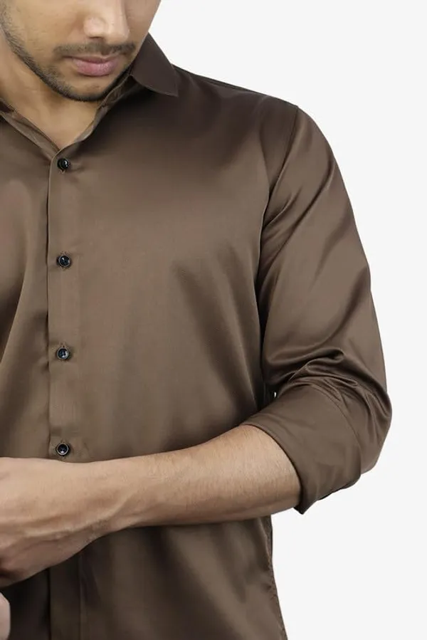 Dark_Brown_Satin_Slim_Fit_Casual_Shirt_Solid_Silk_Full_Sleeve_For_Men