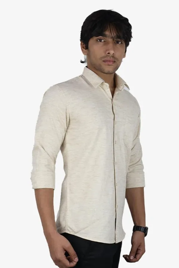 Cream_Cotton_Blend_Slim_Fit_Casual_Shirt_Solid_Khadi_Full_Sleeve_For_Men