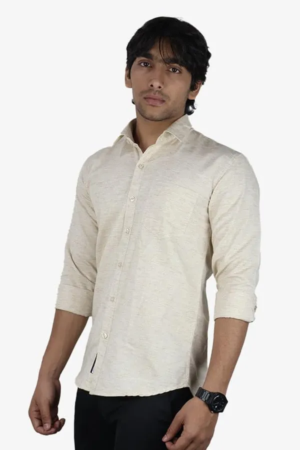 Cream_Cotton_Blend_Slim_Fit_Casual_Shirt_Solid_Khadi_Full_Sleeve_For_Men