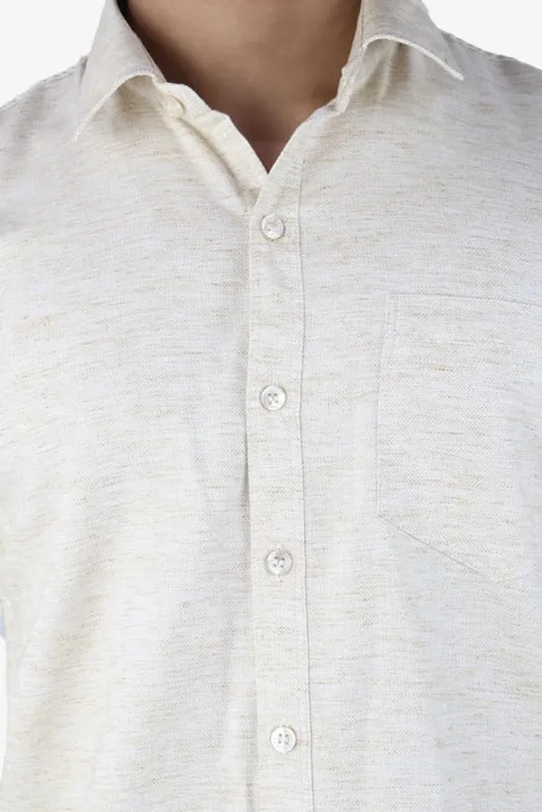 Cream_Cotton_Blend_Slim_Fit_Casual_Shirt_Solid_Khadi_Full_Sleeve_For_Men