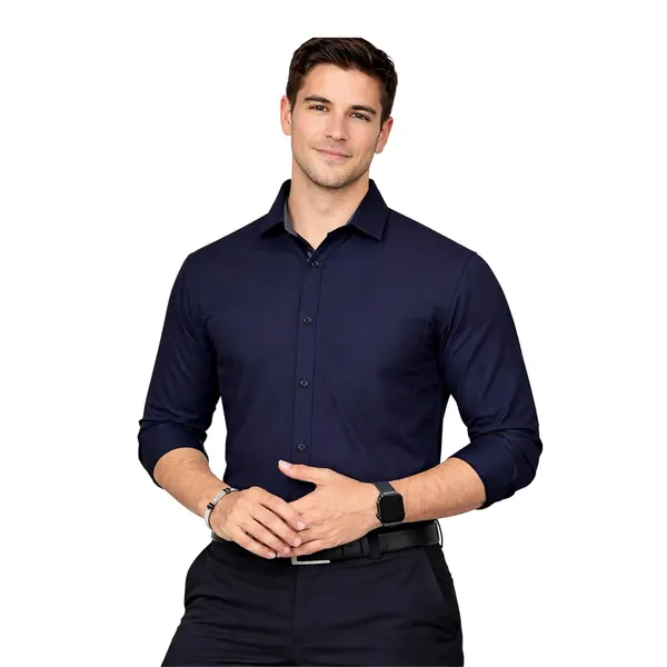 Dark_Blue_Cotton_Blend_Slim_Fit_Casual_Shirt_Solid_Cotton_Full_Sleeve_For_Men