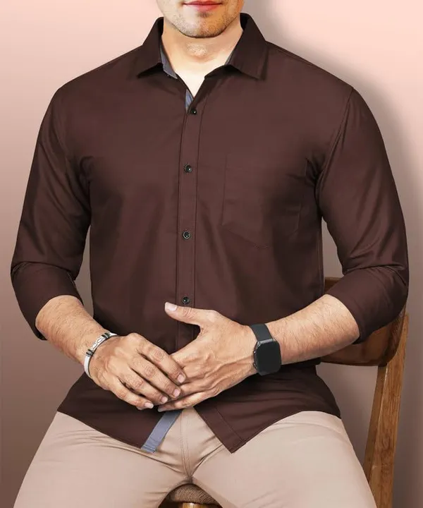 Brown_Cotton_Blend_Slim_Fit_Casual_Shirt_Solid_Cotton_Full_Sleeve_For_Men