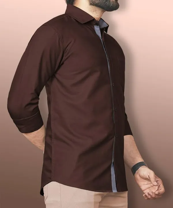Brown_Cotton_Blend_Slim_Fit_Casual_Shirt_Solid_Cotton_Full_Sleeve_For_Men