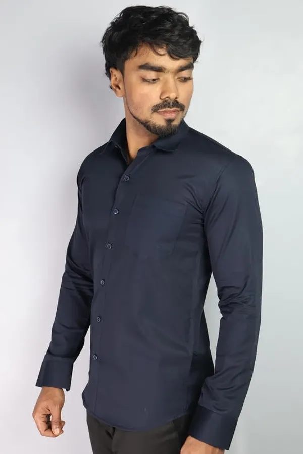 Navy_Blue_Cotton_Blend_Slim_Fit_Casual_Shirt_Solid_Satin_Full_Sleeve_For_Men
