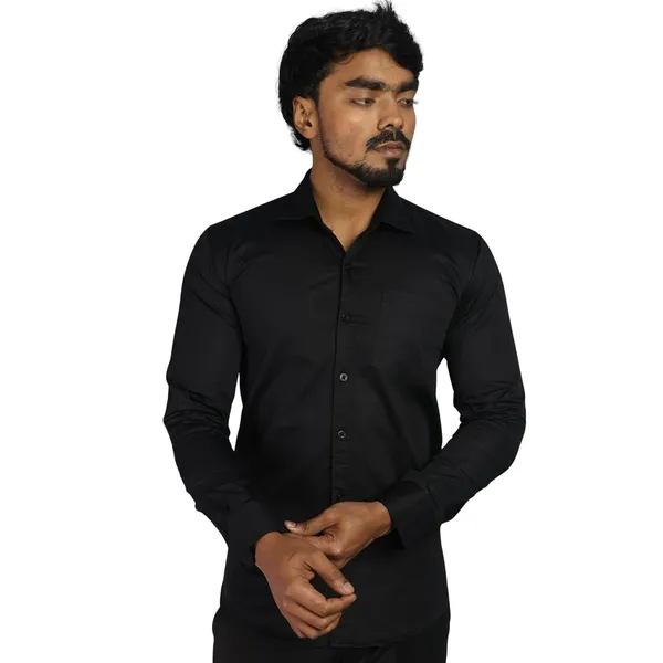 Black_Cotton_Blend_Slim_Fit_Casual_Shirt_Solid_Twill_Full_Sleeve_For_Men