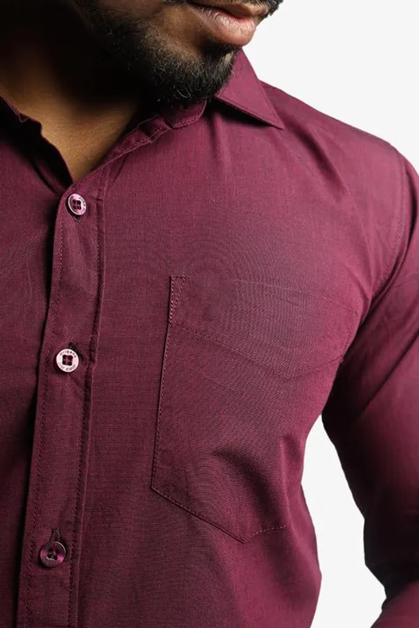 Wine_Cotton_Blend_Slim_Fit_Casual_Shirt_Solid_Filafil_Full_Sleeve_For_Men