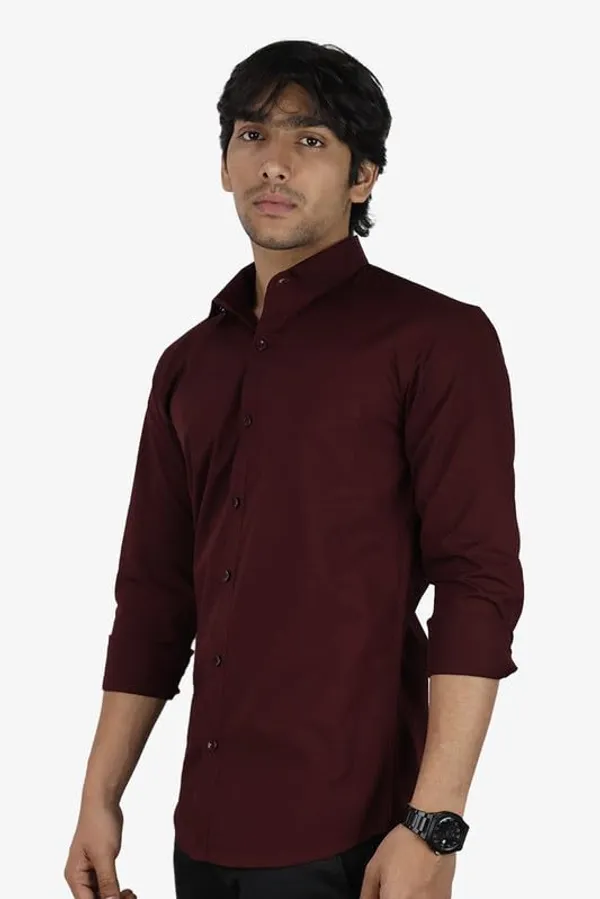 Maroon_Cotton_Blend_Slim_Fit_Casual_Shirt_Solid_Linen_Full_Sleeve_For_Men