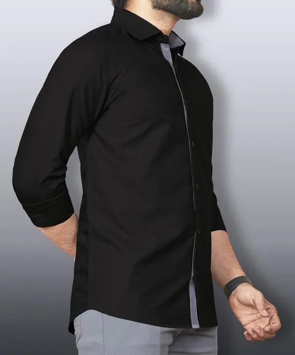 Black_Cotton_Blend_Slim_Fit_Casual_Shirt_Solid_Cotton_Full_Sleeve_For_Men
