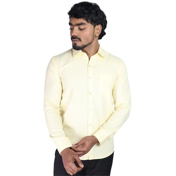 Lemon_Cotton_Blend_Slim_Fit_Casual_Shirt_Solid_Khadi_Full_Sleeve_For_Men