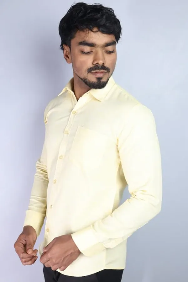 Lemon_Cotton_Blend_Slim_Fit_Casual_Shirt_Solid_Khadi_Full_Sleeve_For_Men