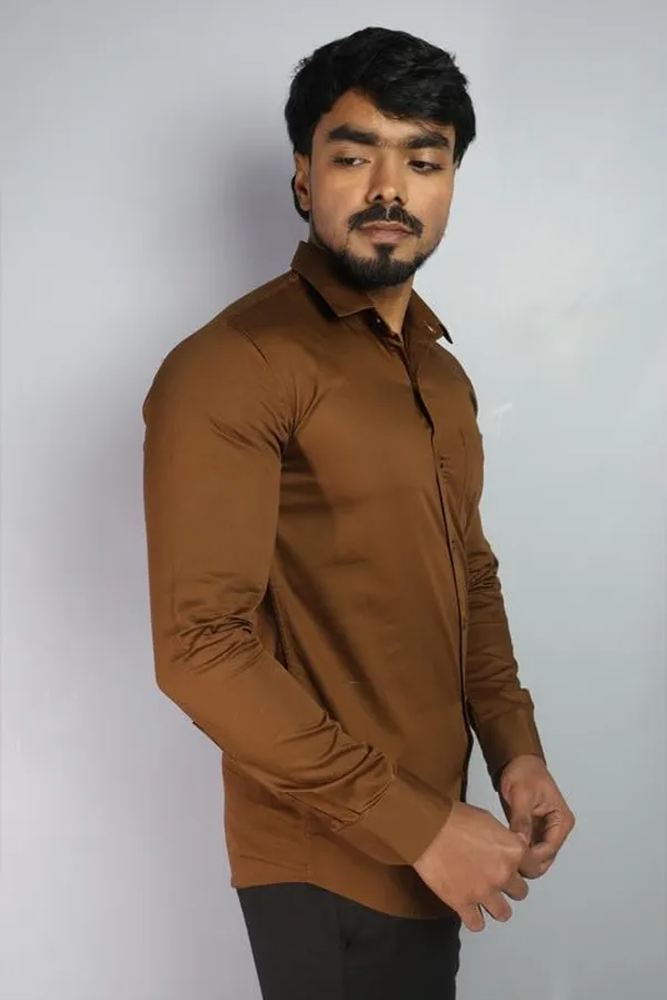 Brown_Cotton_Blend_Slim_Fit_Casual_Shirt_Solid_Twill_Full_Sleeve_For_Men