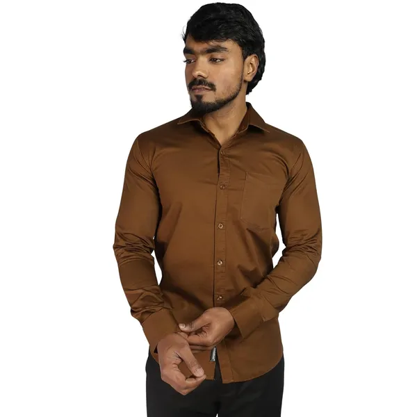 Brown_Cotton_Blend_Slim_Fit_Casual_Shirt_Solid_Twill_Full_Sleeve_For_Men