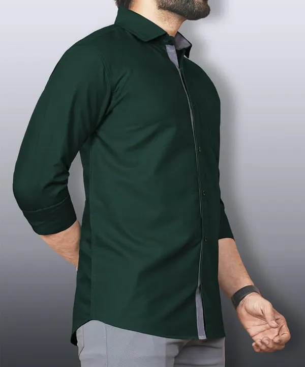 Dark_Green_Cotton_Blend_Slim_Fit_Casual_Shirt_Solid_Cotton_Full_Sleeve_For_Men