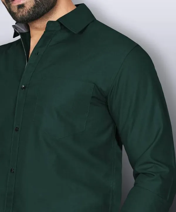 Dark_Green_Cotton_Blend_Slim_Fit_Casual_Shirt_Solid_Cotton_Full_Sleeve_For_Men