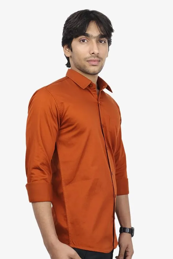Rustbrown_Cotton_Blend_Slim_Fit_Casual_Shirt_Solid_Twill_Full_Sleeve_For_Men