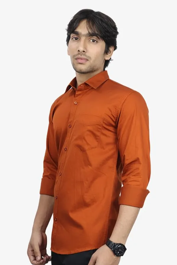 Rustbrown_Cotton_Blend_Slim_Fit_Casual_Shirt_Solid_Twill_Full_Sleeve_For_Men