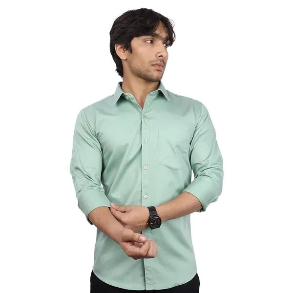 Pastel_Green_Cotton_Blend_Slim_Fit_Casual_Shirt_Solid_Twill_Full_Sleeve_For_Men