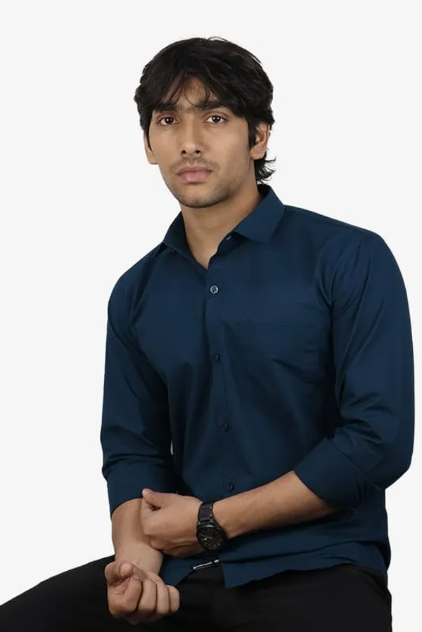 Dark_Peacock_Blue_Cotton_Blend_Slim_Fit_Casual_Shirt_Solid_Linen_Full_Sleeve_For_Men
