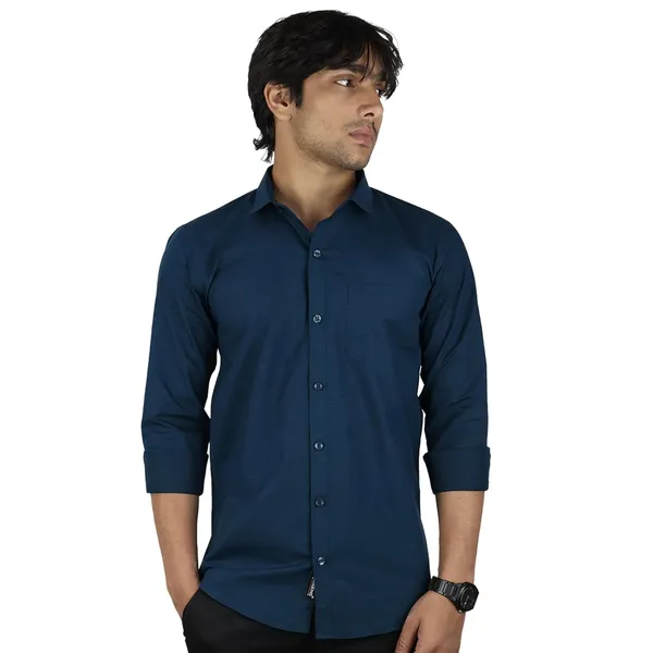 Dark_Peacock_Blue_Cotton_Blend_Slim_Fit_Casual_Shirt_Solid_Linen_Full_Sleeve_For_Men