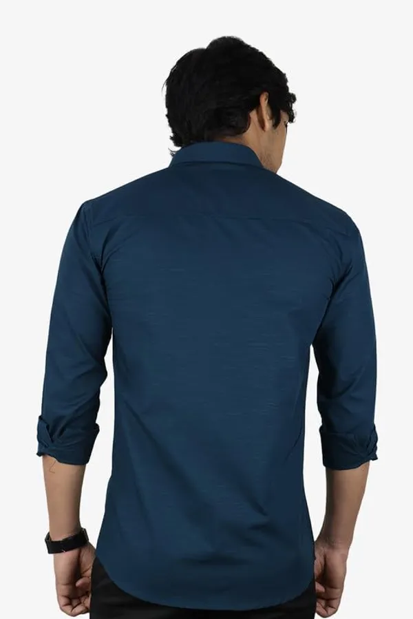 Dark_Peacock_Blue_Cotton_Blend_Slim_Fit_Casual_Shirt_Solid_Linen_Full_Sleeve_For_Men