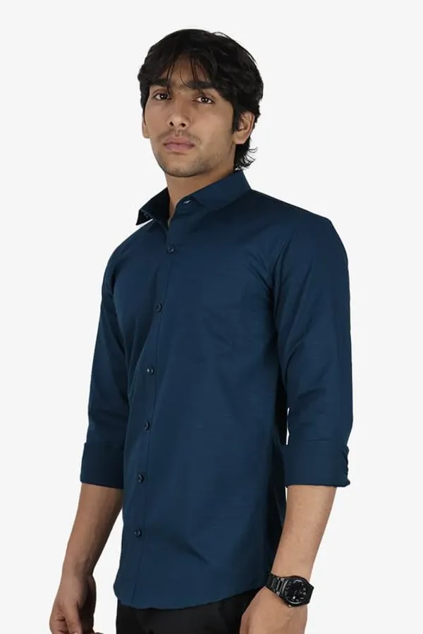 Dark_Peacock_Blue_Cotton_Blend_Slim_Fit_Casual_Shirt_Solid_Linen_Full_Sleeve_For_Men