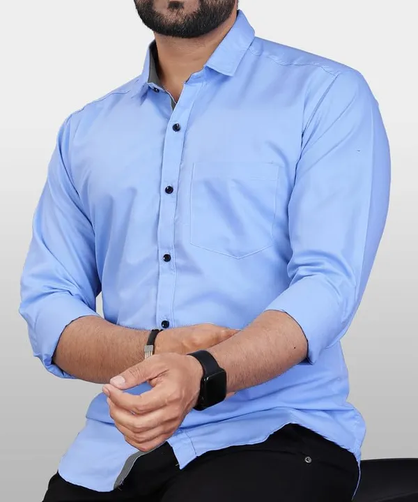 Light_Blue_Cotton_Blend_Slim_Fit_Casual_Shirt_Solid_Cotton_Full_Sleeve_For_Men