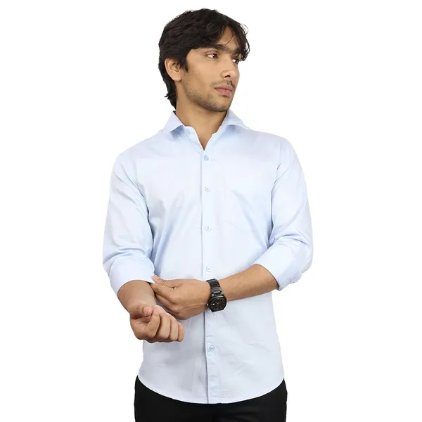 Skyblue_Cotton_Blend_Slim_Fit_Casual_Shirt_Solid_Twill_Full_Sleeve_For_Men