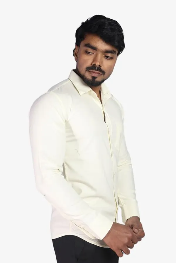 Yellow_Cotton_Blend_Slim_Fit_Casual_Shirt_Solid_Oxward_Full_Sleeve_For_Men