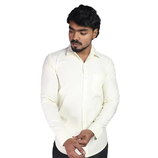 Yellow_Cotton_Blend_Slim_Fit_Casual_Shirt_Solid_Oxward_Full_Sleeve_For_Men